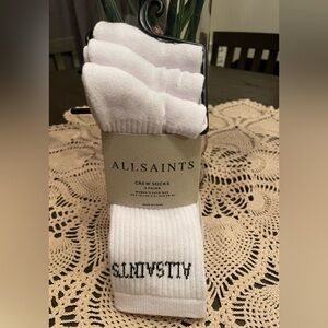 All Saints (3) pair white crew socks
